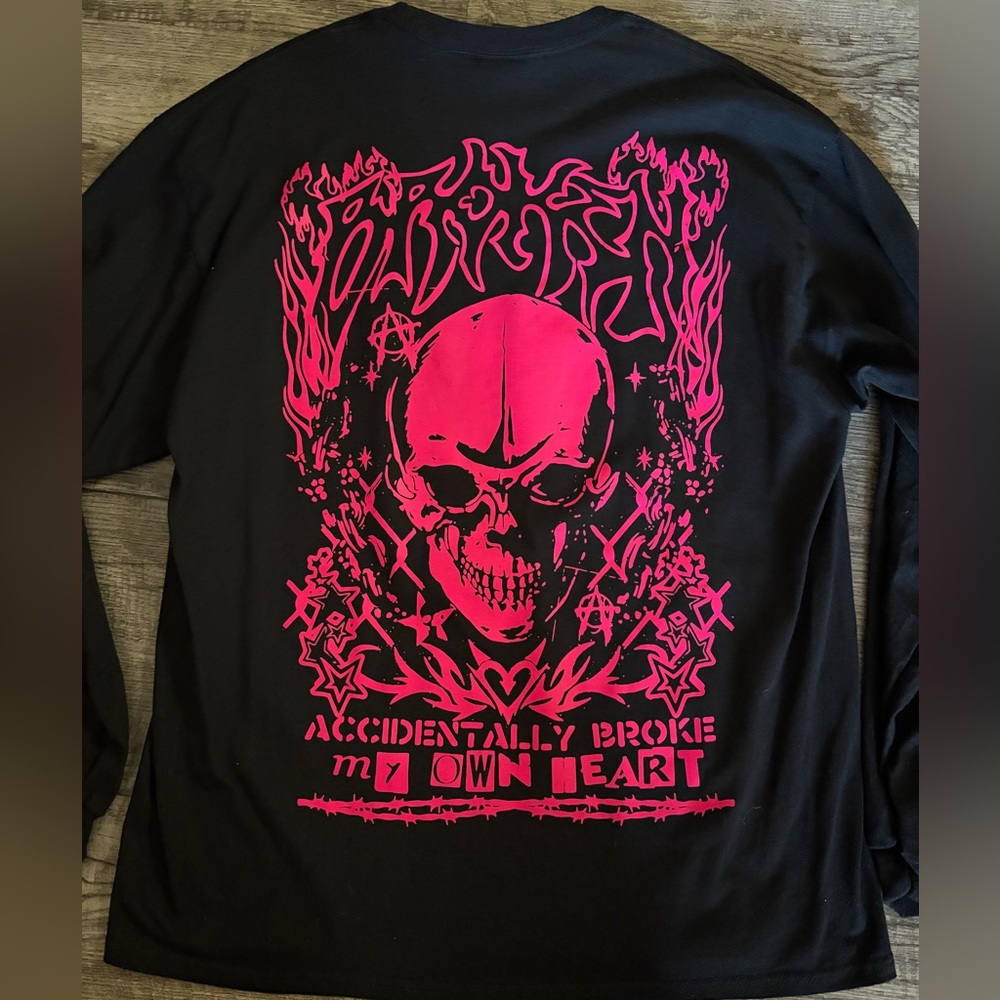 Ed Hardy Black Long Sleeve with Pink Skull Design